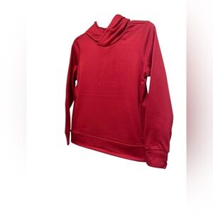 NIKE HOODED PULLOVER SWEATSHIRT WOMENS POCKETS SOLID BRIGHT RED COLOR SIZE XL